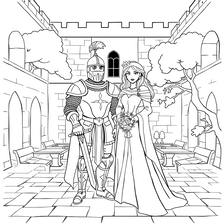 Medieval knight and princess