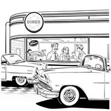 Retro diner scene