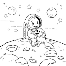 Tiny astronaut dog moon